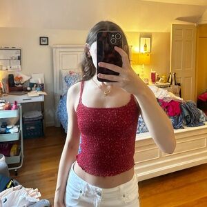 Hollister floral ruched crop cami tank